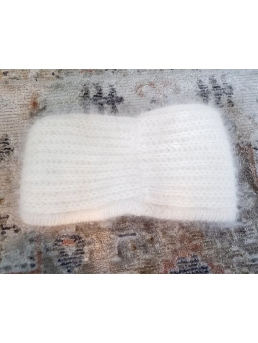 G. Filippi vintage soft fuzzy angora and wool blend white headband